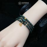  Chuỗi Vòng Lục Lam Jade A 5.6ly Mix Lu Thống, Hoa Sen Và Bi Kim Tiền Vàng (Không Kén Mệnh) 
