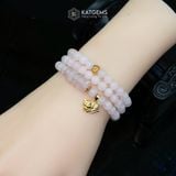  Chuỗi Vòng Thạch Anh Hồng 6.5ly Mix Hồ Ly, Ngũ Điếu Và Bi Kim Tiền Vàng Trang Sức (Hỏa, Thổ) 