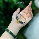  Vòng Dây Cáp Thạch Anh Tóc Xanh Mix Ngũ Điếu, Lu Thống Trơn Và Charm Rơi Hồ Ly Vàng (Mộc, Hỏa) 