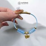  Vòng Dây Cáp Đá Aqua Ngũ Điếu Mix Hồ Ly Vàng, Lu Thống Chạm Kim Tiền (Thủy, Mộc) 