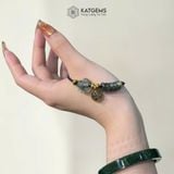  Vòng Dây Cáp Thạch Anh Tóc Xanh Ngũ Điếu Mix Hồ Ly Phượng Và Charm Túi Tiền Kim Bảo (Hỏa, Mộc) 