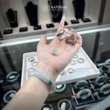  Nhẫn Ngọc Phỉ Thuý Hoa Bay Chất Nếp Băng ni 15-19mm (Không Kén Mệnh) 