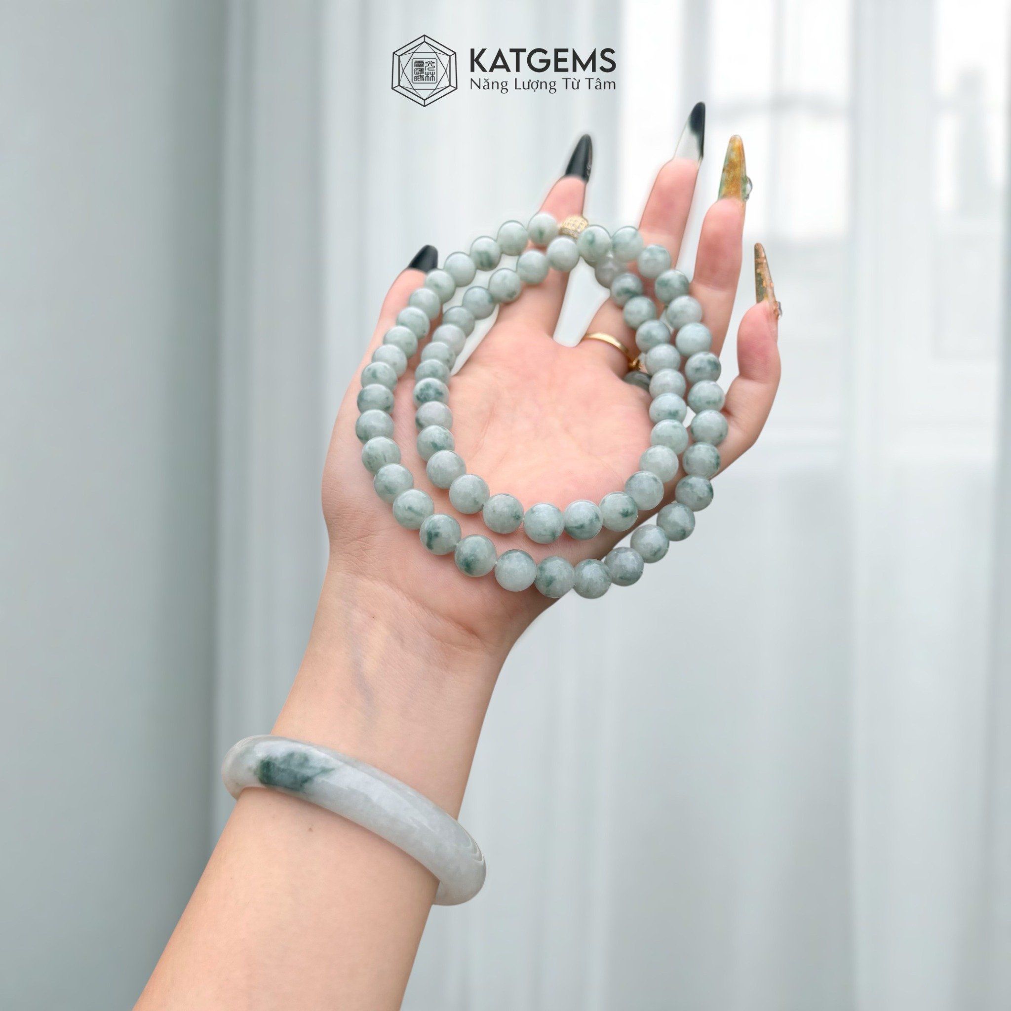  Chuỗi Vòng Cổ Ngọc Phỉ Thúy Hoa Bay 9.6ly (Không Kén Mệnh) 1-200006 