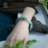  Vòng Khối Ngọc Phỉ Thúy Jade A Lục Táo Phiêu Hoa (MONET) Cao Cấp Bản Hẹ 11.3 x 7.8 x 54.4 (Không Kén Mệnh) 2535582 