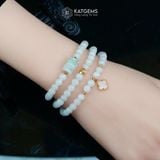  Vòng Chuỗi Bạch Ngọc 5.3ly Mix Ngũ Điếu Ngọc Phỉ Thúy, Bi Kim Tiền Và Cỏ Bốn Lá Vàng Trang Sức (Không Kén Mệnh) 1-129003 