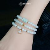  Vòng Chuỗi Bạch Ngọc 5.3ly Mix Ngũ Điếu Ngọc Phỉ Thúy, Bi Kim Tiền Và Cỏ Bốn Lá Vàng Trang Sức (Không Kén Mệnh) 1-129003 