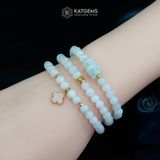  Vòng Chuỗi Bạch Ngọc 5.3ly Mix Ngũ Điếu Ngọc Phỉ Thúy, Bi Kim Tiền Và Cỏ Bốn Lá Vàng Trang Sức (Không Kén Mệnh) 1-129003 