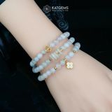  Vòng Chuỗi Bạch Ngọc Điểm Sái Kim Hồng 6ly Mix Ngũ Điếu, Bi Kim Tiền Và Cỏ Bốn Lá Nạm Đá Vàng Trang Sức (Không Kén Mệnh) V1-129002 