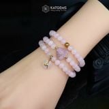  Vòng Chuỗi Đá Thạch Anh Hồng 6ly Mix Hồ Ly, Túi Tiền Kim Bảo và Bi Kim Tiền Vàng Trang Sức (Hỏa, Thổ) 2-125005 