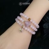  Vòng Chuỗi Đá Thạch Anh Hồng 6ly Mix Hồ Ly, Túi Tiền Kim Bảo và Bi Kim Tiền Vàng Trang Sức (Hỏa, Thổ) 2-125005 