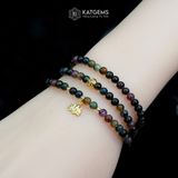  Vòng Chuỗi Đá Tourmaline 4.6ly Mix Bi Kim Tiền Và Hoa Sen Vàng Trang Sức  (Không Kén Mệnh)125003 