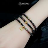  Vòng Chuỗi Đá Tourmaline 4.6ly Mix Bi Kim Tiền Và Hoa Sen Vàng Trang Sức  (Không Kén Mệnh)125003 