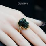  Nhẫn Kim Ngọc Phúc Lộc Mặt Tỳ Hưu Ngọc Bích Canada 18x12x10ly Vàng Trang Sức VIP (Không Kén Mệnh) 