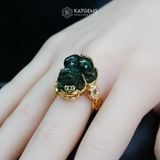  Nhẫn Kim Ngọc Phúc Lộc Mặt Tỳ Hưu Ngọc Bích Canada 18x12x10ly Vàng Trang Sức VIP (Không Kén Mệnh) 