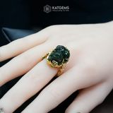  Nhẫn Kim Ngọc Phúc Lộc Mặt Tỳ Hưu Ngọc Bích Canada 18x12x10ly Vàng Trang Sức VIP (Không Kén Mệnh) 