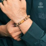  Vòng Đơn Trầm Banh Cam 10ly Mix Lu Thống Đá Thạch Anh Tóc Vàng (Thổ, Kim) 