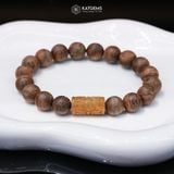  Vòng Đơn Trầm Banh Cam 10ly Mix Lu Thống Đá Thạch Anh Tóc Vàng (Thổ, Kim) 