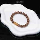  Vòng Đơn Trầm Banh Cam 10ly Mix Lu Thống Đá Thạch Anh Tóc Vàng (Thổ, Kim) 