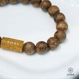  Vòng Đơn Trầm Banh Cam 10ly Mix Lu Thống Đá Thạch Anh Tóc Vàng (Thổ, Kim) 