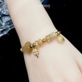  Vòng Dây Cáp Thạch Anh Tóc Vàng Hồ Ly Chúa Mix Ngũ Điếu, Túi Tiền Kim Bảo, Cỏ Bốn Lá Nạm Đá Và Bi Kim Tiền Vàng Trang Sức (Thổ, Kim) 250925-3 