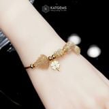  Vòng Dây Cáp Thạch Anh Tóc Vàng Hồ Ly Chúa Mix Ngũ Điếu, Túi Tiền Kim Bảo, Cỏ Bốn Lá Nạm Đá Và Bi Kim Tiền Vàng Trang Sức (Thổ, Kim) 250925-3 