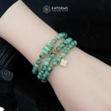  Vòng Chuỗi Ngọc Phỉ Thúy Hoa Bay Xanh Lục Táo 5.6ly Mix Ngũ Điếu, Bi Kim Tiền Vàng Trang Sức Và Cỏ Bốn Lá Nạm Đá (Không Kén Mệnh) Vip-127004 