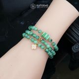  Vòng Chuỗi Ngọc Phỉ Thúy Hoa Bay Xanh Lục Táo 5.6ly Mix Ngũ Điếu, Bi Kim Tiền Vàng Trang Sức Và Cỏ Bốn Lá Nạm Đá (Không Kén Mệnh) Vip-127004 