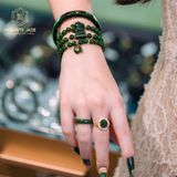  Bộ Trang Sức Ngọc Bích Canada Hoa Mẫu Đơn Vàng Trang Sức (Không Kén Mệnh) 