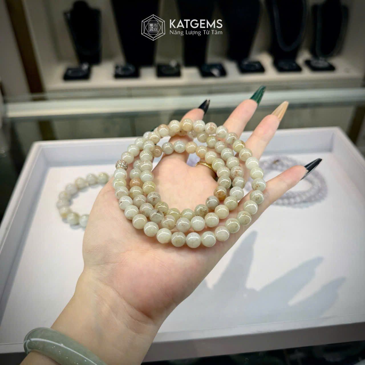  Vòng Chuỗi Phỉ Thúy Điểm Sái Kim Hồng 8.2ly (Không Kén Mệnh) 1-200007 