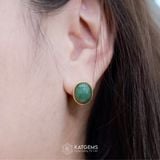  Khuyên Tai Thiết Kế Lục Bảo Cát Tường Mặt Ngọc Phỉ Thúy Type A KT 12 x10 x 6 (Không Kén Mệnh) 