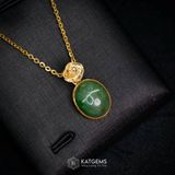  Bộ Trang Sức Thiết Kế Lục Bảo Cát Tường Mặt Ngọc Phỉ Thúy Type A KT 12 x10 x 6 (Không Kén Mệnh) 