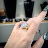  Nhẫn "Bạch Nguyệt Minh Tâm" Ngọc Myanmar Type A KT 17 x 13 x 5 Vàng Trang Sức (Không Kén Mệnh) 