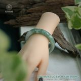  Vòng Khối Ngọc Phỉ Thúy Bạch Lục Vân Sương Cao Cấp Bản Hẹ 11.5 x 8.5 x 54.5 (Không Kén Mệnh) 2541931 
