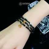  Vòng Chuỗi Lam Ngọc Dẹt 5ly Mix Bi Kim Tiền Và Charm Hoa Sen Vàng Trang Sức (Không Kén Mệnh) 2-126007 