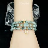  Vòng Chuỗi Ngọc Phỉ Thúy Hoa Bay 6,2ly Mix Ngũ Điếu, Cỏ Bốn Lá Nạm Đá Và Bi Kim Tiền Vàng Trang Sức (Không Kén Mệnh) 3-127002 