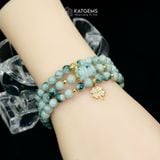  Vòng Chuỗi Ngọc Phỉ Thúy Hoa Bay 6,2ly Mix Ngũ Điếu, Cỏ Bốn Lá Nạm Đá Và Bi Kim Tiền Vàng Trang Sức (Không Kén Mệnh) 3-127002 