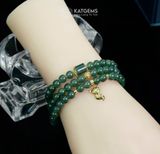  Vòng Chuỗi Lam Ngọc 5.7ly Mix Bi Kim Tiền, Lu Thống Và Charm Hồ Ly Vàng Trang Sức (Không Kén Mệnh) 2-126010 