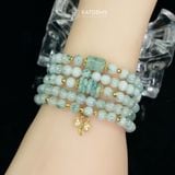  Vòng Chuỗi Quấn 5 Ngọc Phỉ Thúy Hoa Bay 6ly Mix Ngũ Điếu, Lu Thống Và Cỏ Ba Lá Nạm Đá Vàng Trang Sức (Không Kén Mệnh) 1-127028 