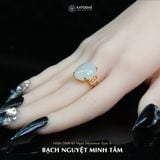  Nhẫn "Bạch Nguyệt Minh Tâm" Ngọc Myanmar Type A KT 17 x 13 x 5 Vàng Trang Sức (Không Kén Mệnh) 