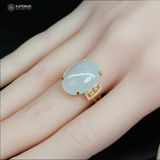  Nhẫn "Bạch Nguyệt Minh Tâm" Ngọc Myanmar Type A KT 17 x 13 x 5 Vàng Trang Sức (Không Kén Mệnh) 