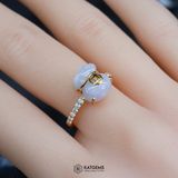  Nhẫn Túi Tiền Kim Bảo Đại Phát Ngọc Phỉ Thúy Tím Tử La Lan KT: 10x9x4ly Vàng Trang Sức (Không kén mệnh) 