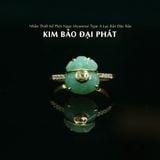  Nhẫn Túi Tiền Kim Bảo Đại Phát Ngọc Phỉ Thúy Lục Bảo KT: 10x9x4ly Vàng Trang Sức (Không kén mệnh) 