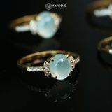  Nhẫn Băng Ngọc Thanh Quang Ngọc Myanmar Type A Vàng Trang Sức (Không Kén Mệnh) 