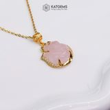  Mặt Dây Chuyền Hồ Ly Đá Thạch Anh Hồng (Thổ, Hỏa) 