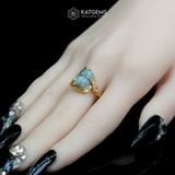  Nhẫn Kim Ngọc Đại Phát Mặt Tỳ Hưu Ngọc Phỉ Thúy Hoa Bay 10x9x6ly Vàng Trang Sức VIP (Không Kén Mệnh) 