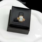  Nhẫn Kim Ngọc Đại Lộc Mặt Tỳ Hưu Ngọc Phỉ Thúy Hoa Bay 10x9x6ly Vàng Trang Sức VIP (Không Kén Mệnh) 