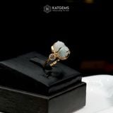  Nhẫn Kim Ngọc Đại Lộc Mặt Tỳ Hưu Ngọc Phỉ Thúy Hoa Bay 10x9x6ly Vàng Trang Sức VIP (Không Kén Mệnh) 