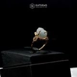  Nhẫn Kim Ngọc Đại Lộc Mặt Tỳ Hưu Ngọc Phỉ Thúy Hoa Bay 10x9x6ly Vàng Trang Sức VIP (Không Kén Mệnh) 