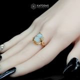  Nhẫn Kim Ngọc Đại Lộc Mặt Tỳ Hưu Ngọc Phỉ Thúy Hoa Bay 10x9x6ly Vàng Trang Sức VIP (Không Kén Mệnh) 