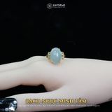  Nhẫn Vàng Ngọc Phỉ Thúy "Bạch Ngọc Minh Tâm" Ngọc Myanmar Type A KT 16.2 x 11.5 x 3.8 Ni 16.6mm  (Không Kén Mệnh) 